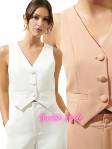 Colete Alfaiataria Feminino Cores Disponíveis